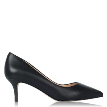 Linea Kitten Heel Shoes - Black Leather