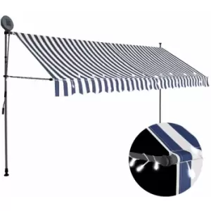 Manual Retractable Awning with LED 400cm Blue and White Vidaxl Blue