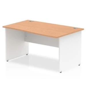 Trexus Desk Wave Right Hand Panel End 1400x800mm Oak Top White Panels