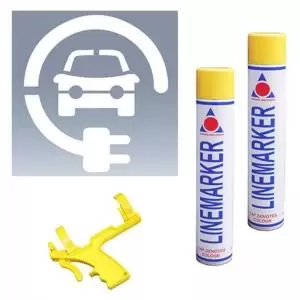 Electric Vehicle Charging Stencil - H.600 W.600 - Kit 2 - 2x Yellow