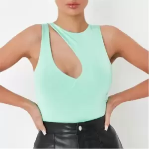 Missguided Asymmetric Cut Out Slinky Bodysuit - Green