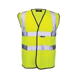 Bseen High Visibility Waistcoat Full App Small Yellow Black Piping