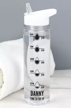Personalised Black Hydration Tracker Water Bottle - Clear