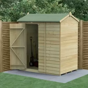 6' x 4' Forest Beckwood 25yr Guarantee Shiplap Windowless Reverse Apex Wooden Shed - Natural Timber