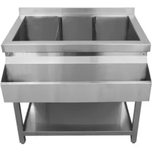 Cocktail Bar Station Free Standing Stainless Steel Bar Sink - Silver - Kukoo