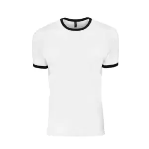 Next Level Adults Unisex Cotton Ringer T-Shirt (M) (White/Black)