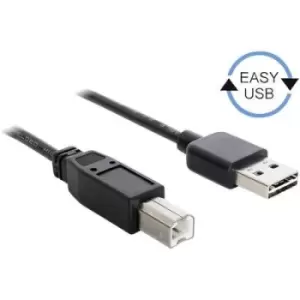 Delock USB cable USB 2.0 USB-A plug, USB-B plug 3m Black Duplex use connector, gold plated connectors, UL-approved 83360