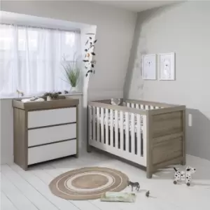 Tutti Bambini Modena White and Oak Cot Bed with Changing Table