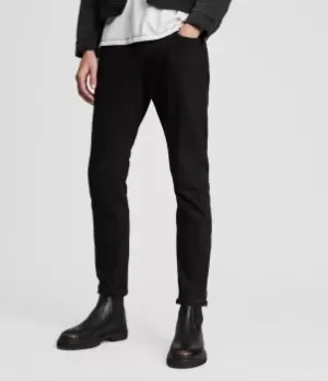 AllSaints Mens Rex Slim Jeans, Jet Black, Size: 34/L32