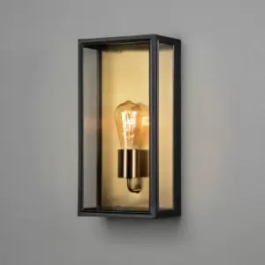 Carpi Outdoor Modern Lantern Wall Big E27 Black, Brass Plated With Clear Glass, IP44