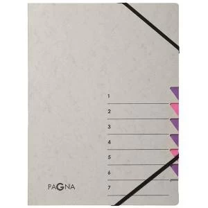 Pagna Pro Deluxe A4 7 Compartment Sorting File GreyPink Pack of 5