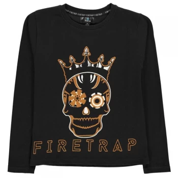 Firetrap Long Sleeve T Shirt Junior Boys - Black Skull