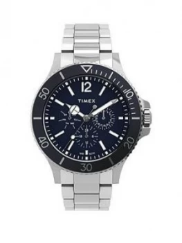 Timex Timex Harborside Multifunction 43Mm Stainless Steel Blue Dial Bracelet Watch