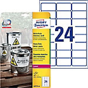 Avery L4773-20 Heavy Duty Labels A4 White 63.5 x 33.9mm 20 Sheets of 24 Labels