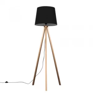 Barbro Copper Tripod Floor Lamp With XL Black Aspen Shade