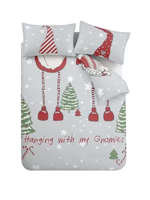 Catherine Lansfield Hanging With My Gnomies Duvet Cover and Pillowcase Set Red