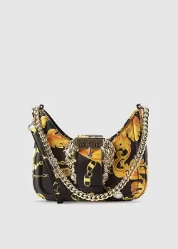 Versace Jeans Couture Womens Chain Print Buckle Bag In Black Gold