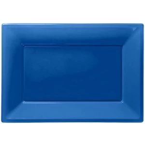Amscan Bright Blue Plastic Serving Platters 3 Pcs