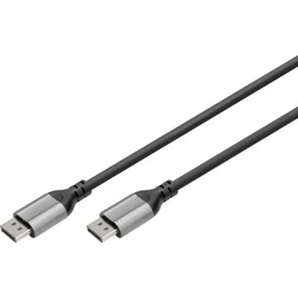 Digitus DB-340105-020-S DisplayPort Adapter [1x DisplayPort plug - 1x DisplayPort plug] Black Shielded, Round 2m DB-340105-020-S