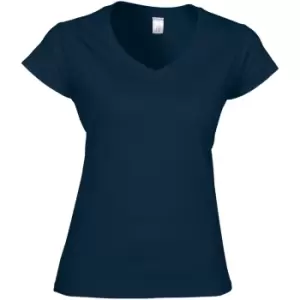 Gildan Ladies Soft Style Short Sleeve V-Neck T-Shirt (M) (Navy)