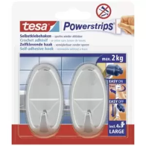 tesa POWERSTRIPS Large Oval adhesive hook Chrome Content: 2 pc(s)