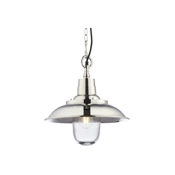 Endon Collection Lighting - Endon Lighting Langley - Pendant Bright Nickel Plate & Clear Glass 1 Light Dimmable IP20 - E27