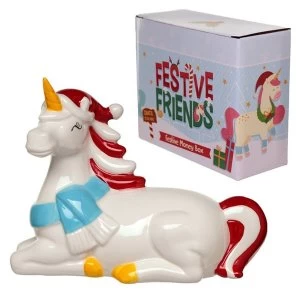 Christmas Unicorn Ceramic Money Box
