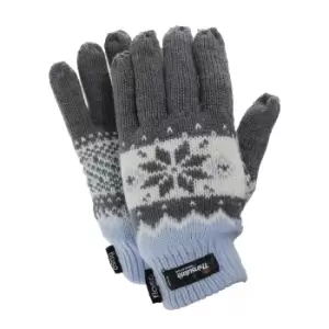 FLOSO Ladies/Womens Thinsulate Fairisle Thermal Gloves (3M 40g) (One Size) (Blue)