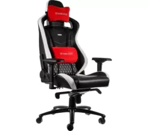 NOBLE CHAIRS EPIC Real Leather Gaming Chair Black, White & Red