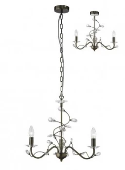 Ceiling Pendant 3 (SHADE SOLD SEPARATELY) Light Antique Brass, Crystal