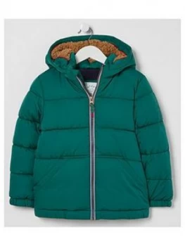 FatFace Boys Ellis Padded Hooded Jacket - Green, Size Age: 6-7 Years