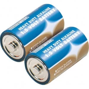 Draper Heavy Duty D Alkaline Batteries Pack of 2