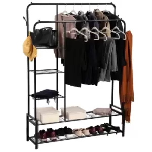 Ricomex Freestanding Double Clothes Rail With 2 Shoe Racks And 3 Shelves