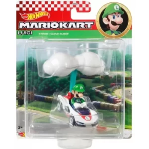 Hot Wheels Mario Kart Luigi P-Wing & Cloud Glider Figure