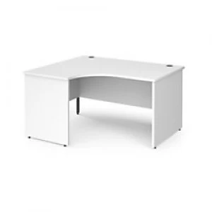 Dams International Left Hand Ergonomic Desk with White MFC Top and Graphite Panel Ends and Silver Frame Corner Post Legs Contract 25 1400 x 1200 x 725
