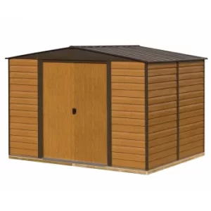 Rowlinson Woodvale Metal Apex Shed With Floor 10ft x 8ft, Coffee
