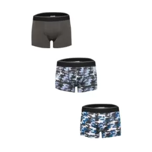 Tom Franks Mens Camo Boxer Shorts (Pack Of 3) (L) (Grey Camo)