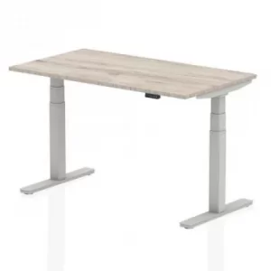 Air 1400/800 Grey Oak Height Adjustable Desk with Silver Legs