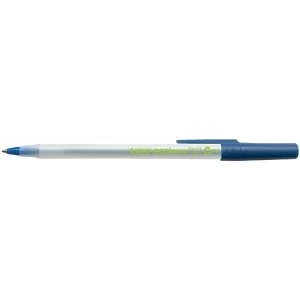 Bic Ecolutions Round Stic Recycled Slim Ballpoint Pen 1.0mm Tip 0.4mm Line Blue Pack of 60