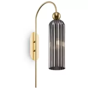 Maytoni Antic Modern Wall Lamp Gold, Glass Grey Shade