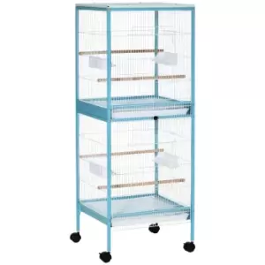 Pawhut 2 In 1 Large Bird Cage With Slide-out Trays - Blue