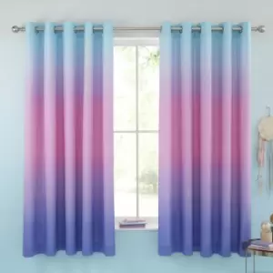 Catherine Lansfield Ombre Rainbow Clouds Eyelet Curtains, Pastel, 66 x 72 Inch