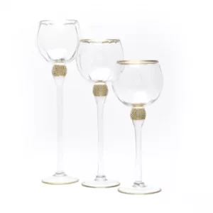 HESTIA Set of 3 Glass Goblet Ornaments with Diamante
