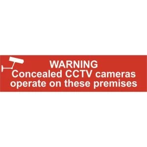 ASEC Warning Concealed CCTV Cameras Operate On These Premises 200mm x 50mm PVC Self Adhesive Sign
