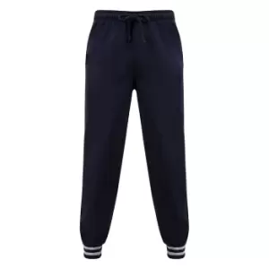 Front Row Unisex Adults Striped Cuff Joggers (XXL) (Navy/Heather Grey)