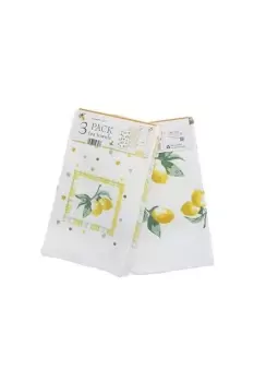 3 Pack Velour Tea Towels Lemons