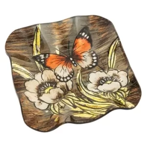 Amber Butterfly Square Dish Small