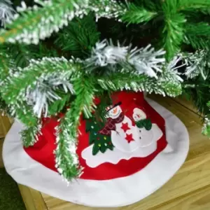 Premier 91cm Diameter Fabric Christmas Tree Skirt with Snowmen & Christmas Tree