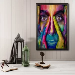 Face Color Multicolor Decorative Framed Wooden Painting
