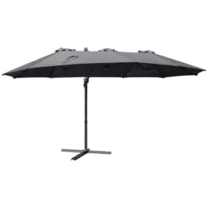Outsunny 4.5 m Patio Parasol, Large Double-Sided Rectangular Garden Umbrella with Crank Handle, 360° Cross Base for Bench, Outdoor, Grey